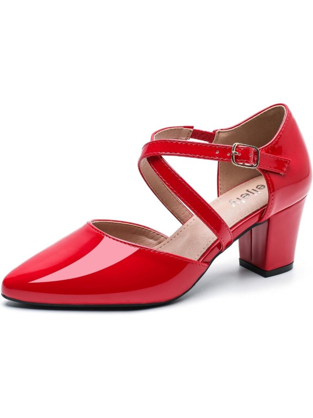 Chic Women's Pointed Toe Pumps, Cross-Strap Design, Stylish Block Heel Shoes